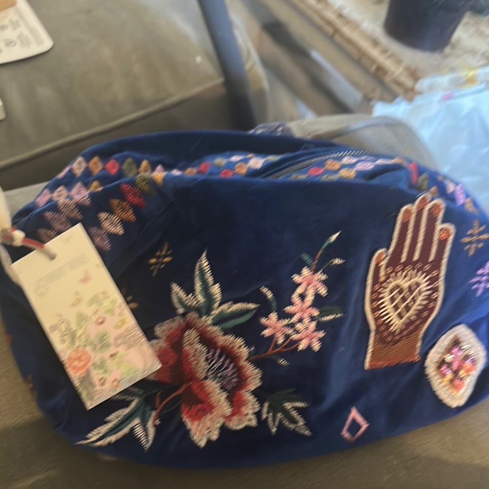 Embroidered Blue Make-Up bag